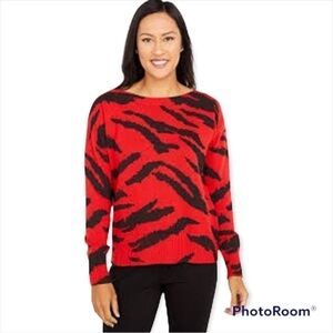 Elliott Lauren Stylish TIGER STRIPE
cashmere cotton BLEND boatneck SWEATER